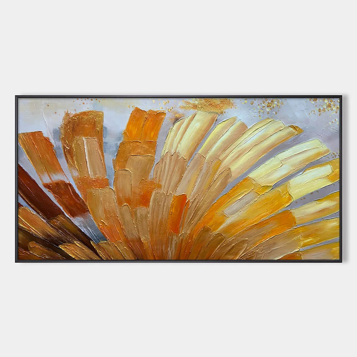 GOLDEN RADIANCE: Abstract Gold Textured Impasto Oil Painting | hanging in living room, Abstract wall art