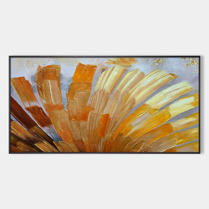 GOLDEN RADIANCE: Abstract Gold Textured Impasto Oil Painting | hanging in living room, Abstract wall art