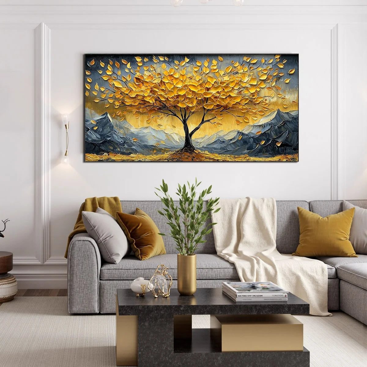 GOLDEN RESILIENCE: Textured Landscape Oil Painting | Landscape closeup, raised brushwork detail