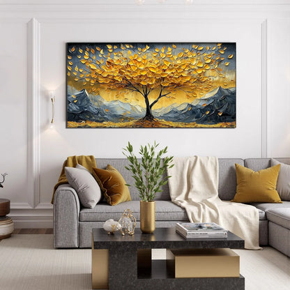 GOLDEN RESILIENCE: Textured Landscape Oil Painting | Landscape closeup, raised brushwork detail