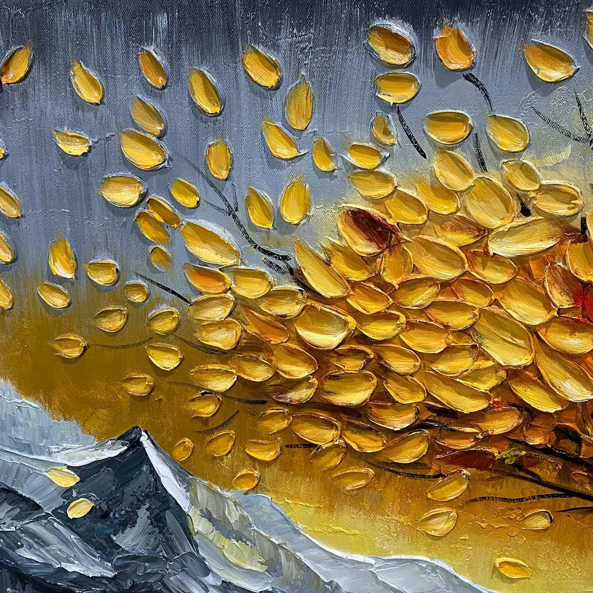 GOLDEN RESILIENCE: Textured Landscape Oil Painting | rolled canvas, ready for custom framing