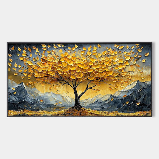 GOLDEN RESILIENCE: Textured Landscape Oil Painting | hanging in living room, Landscape wall art