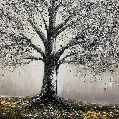 GOLDEN ROOTS: Tree Painting with Textured Gold Ground | rectangular format, hand-painted canvas edge