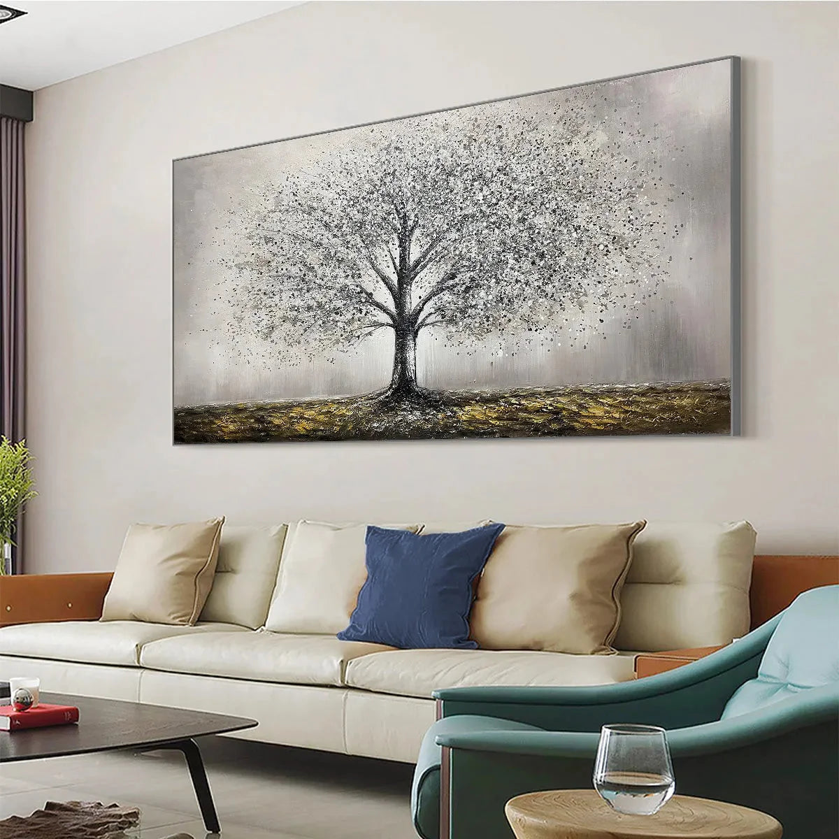 GOLDEN ROOTS: Tree Painting with Textured Gold Ground | rolled canvas, ready for custom framing