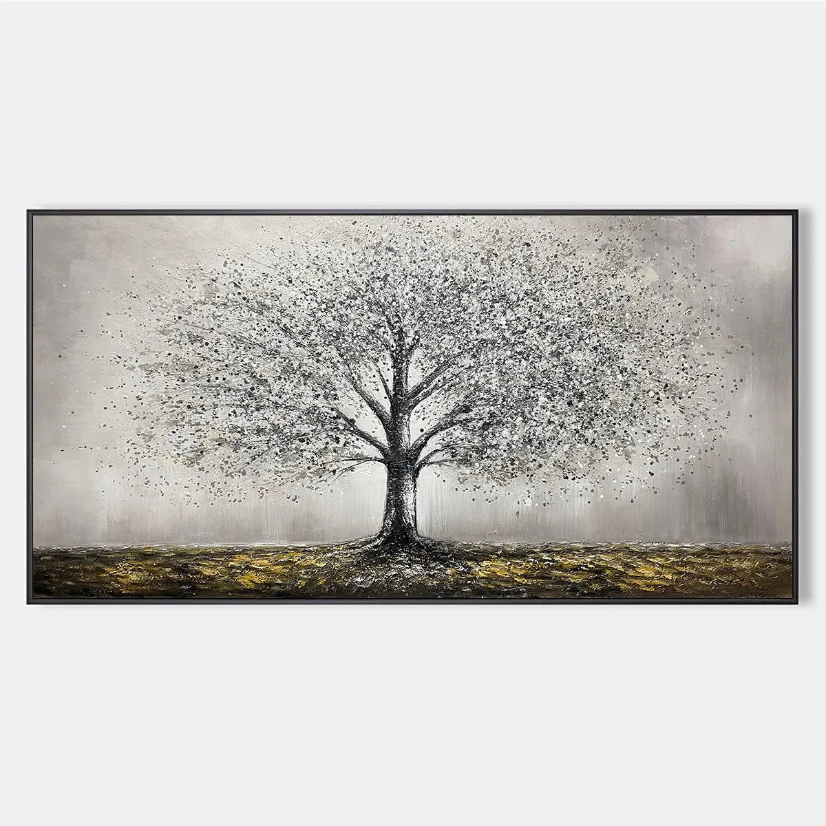 GOLDEN ROOTS: Tree Painting with Textured Gold Ground | hanging in living room, Figurative wall art