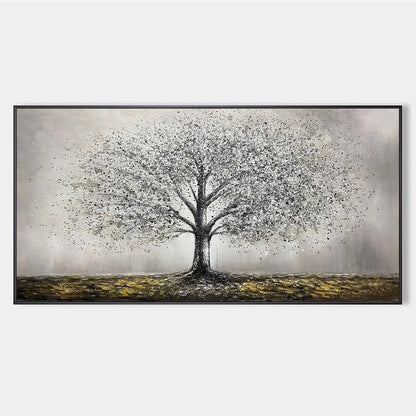 GOLDEN ROOTS: Tree Painting with Textured Gold Ground | hanging in living room, Figurative wall art