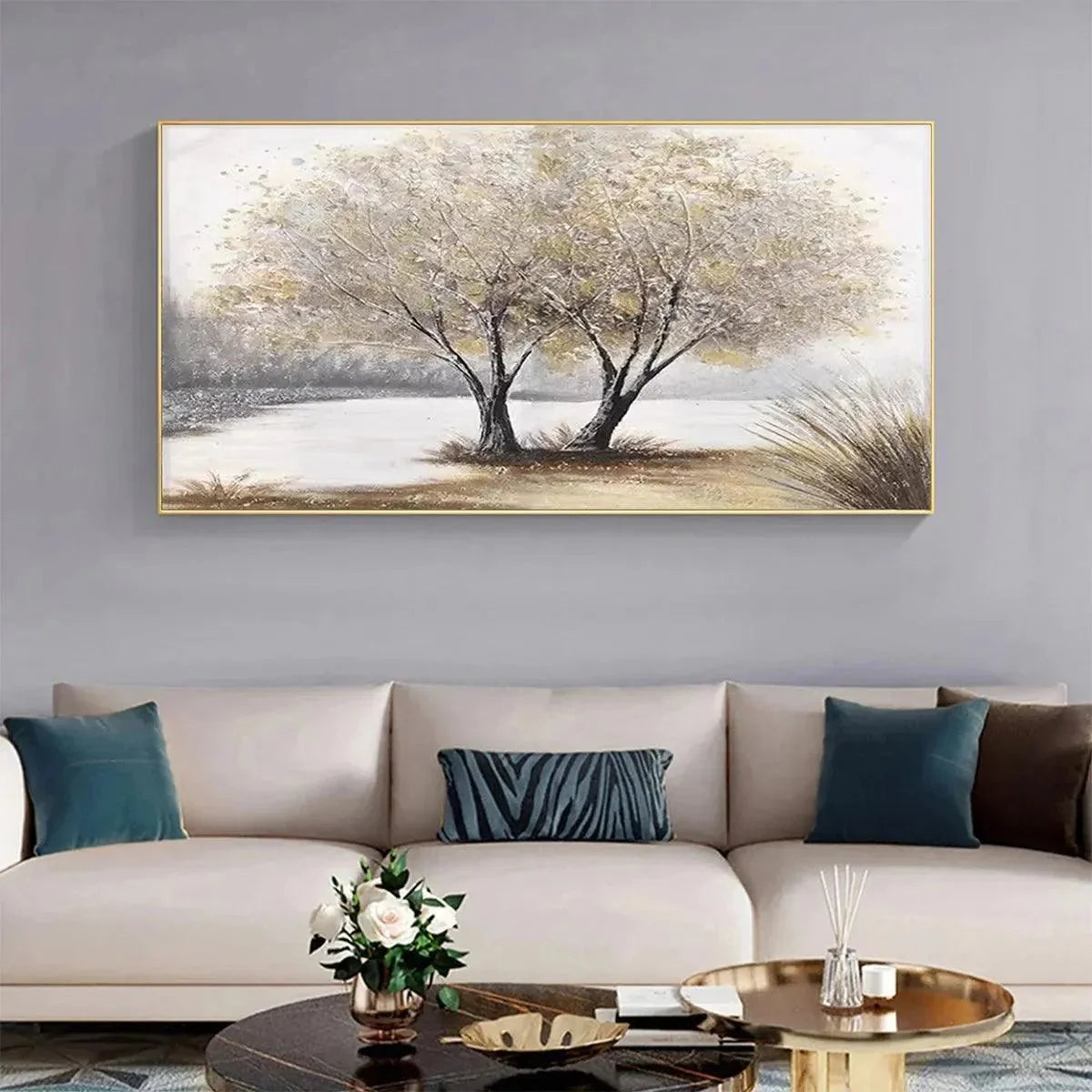 TWILIGHT TREES: Serene Landscape Painting of Trees by the Water | Landscape closeup, raised brushwork detail