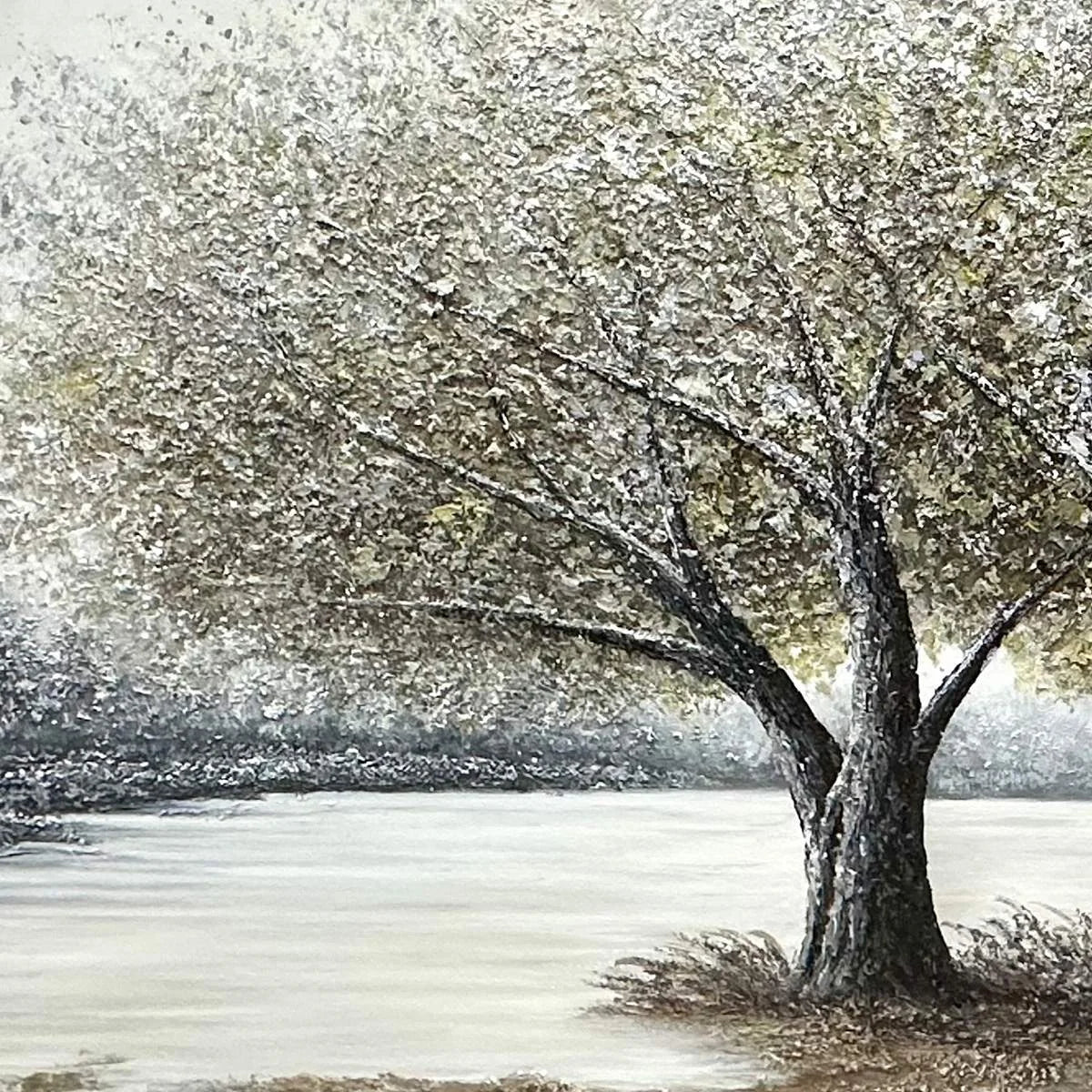 TWILIGHT TREES: Serene Landscape Painting of Trees by the Water | rolled canvas, ready for custom framing