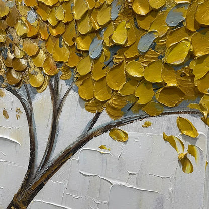 GOLDEN SANCTUARY: Textured Golden Tree Oil Painting on Canvas | rolled canvas, ready for custom framing