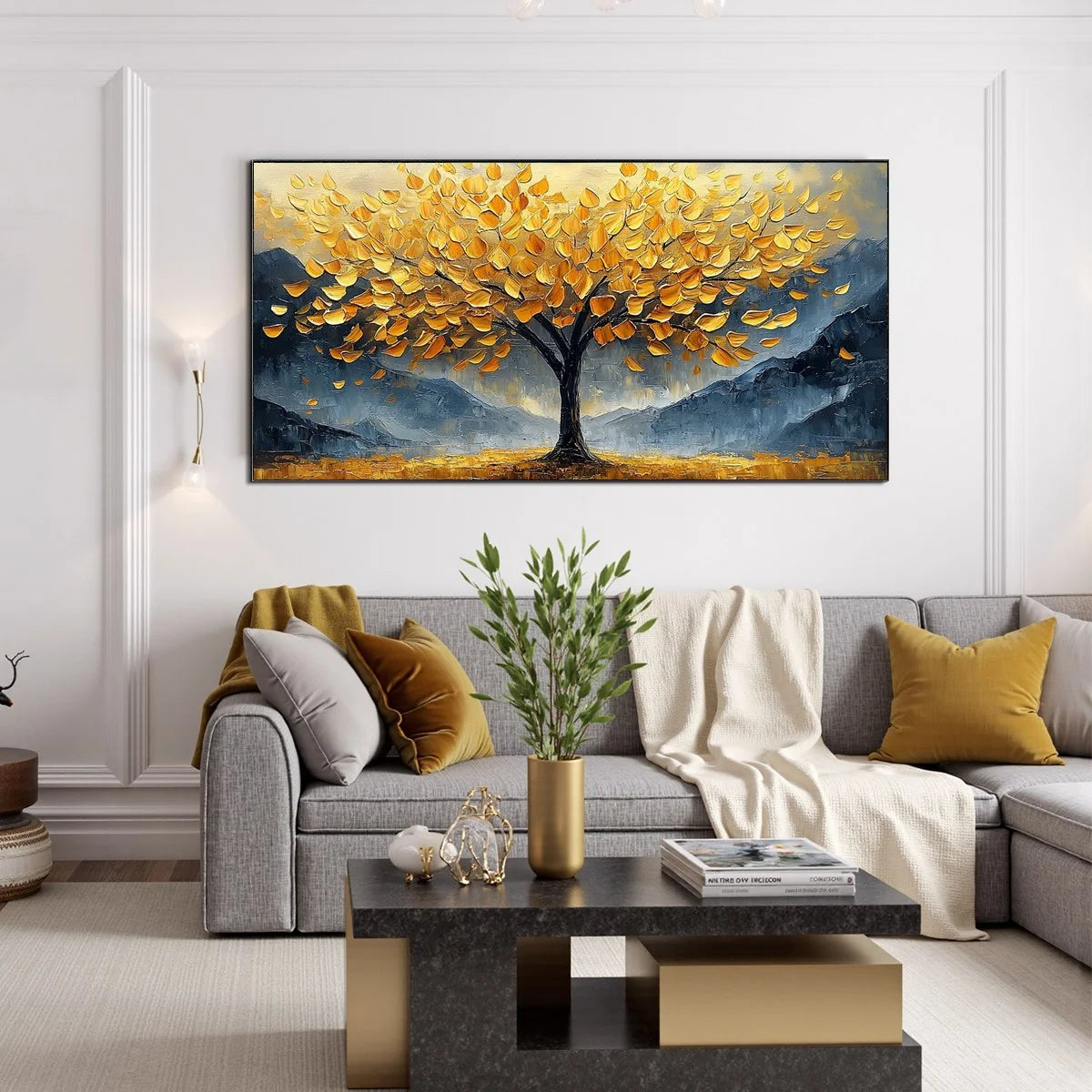 GOLDEN SANCTUARY: Textured Landscape Oil Painting | Landscape mood, soft natural light studio shot