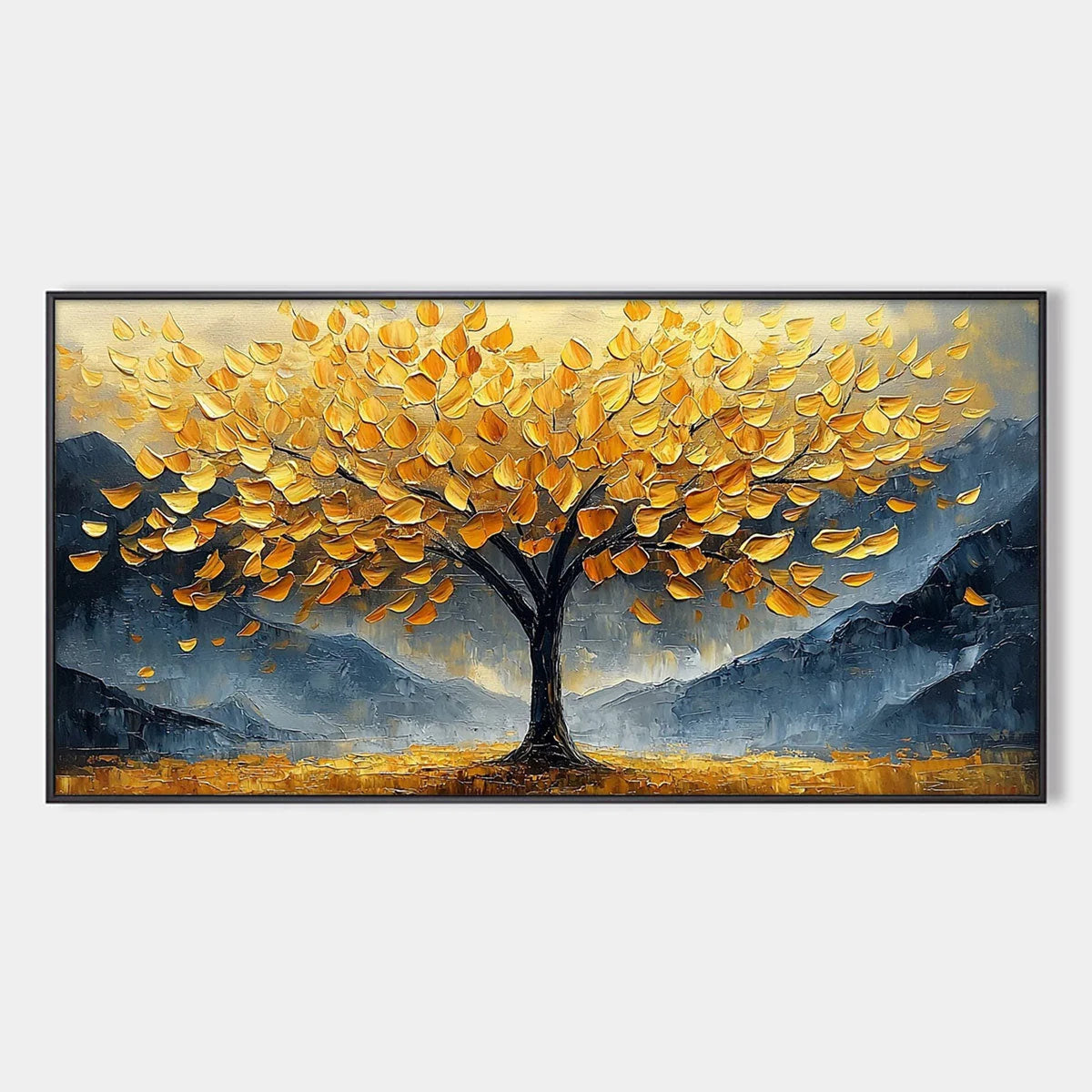 GOLDEN SANCTUARY: Textured Landscape Oil Painting | hanging in living room, Landscape wall art