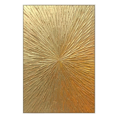 Golden Sunburst Textured Wall Art – Luxury Gold Abstract Painting on Canvas, Rad #10
