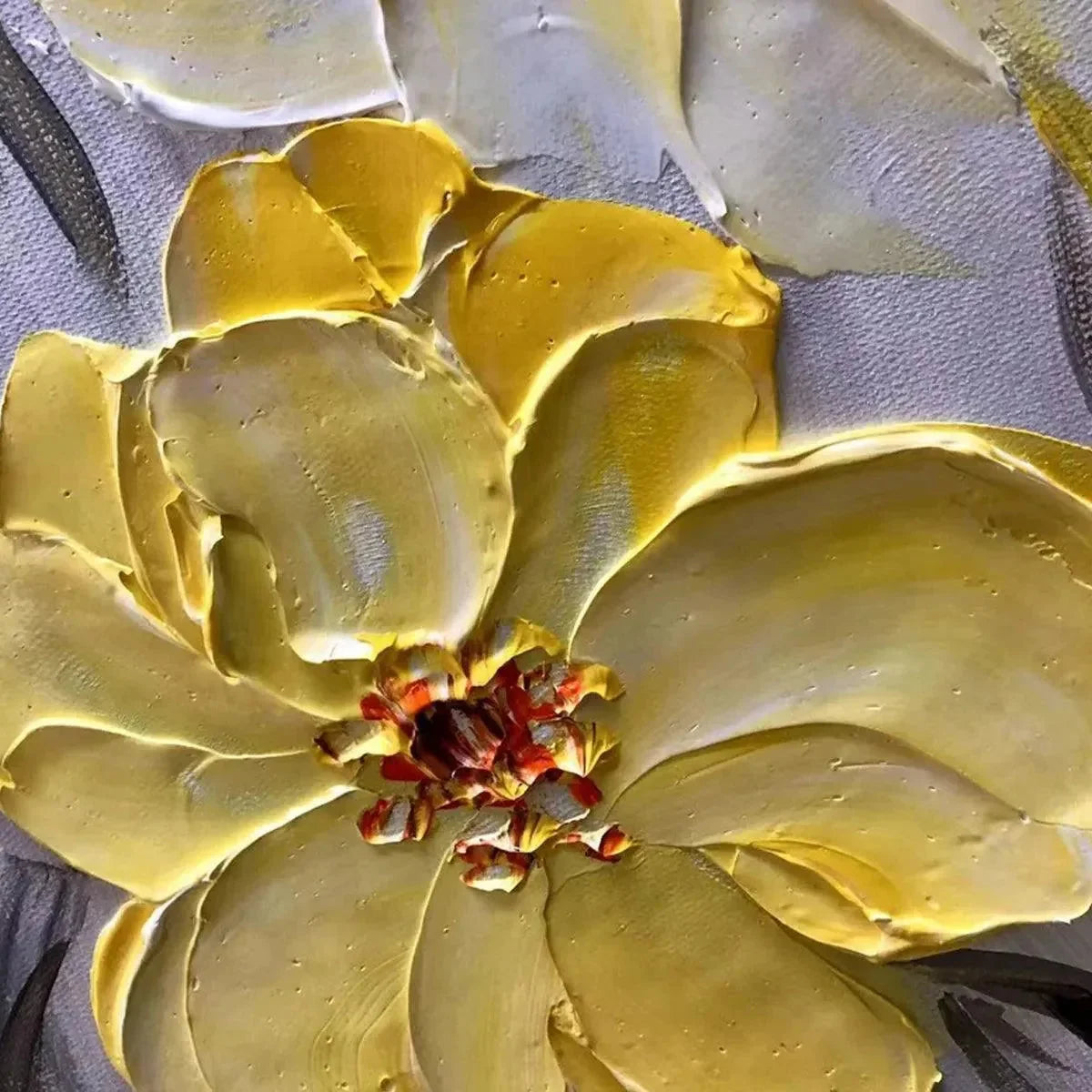 GOLDEN SUNFLOWERS: Textured Impasto Floral Painting in Yellow | rectangular format, hand-painted canvas edge