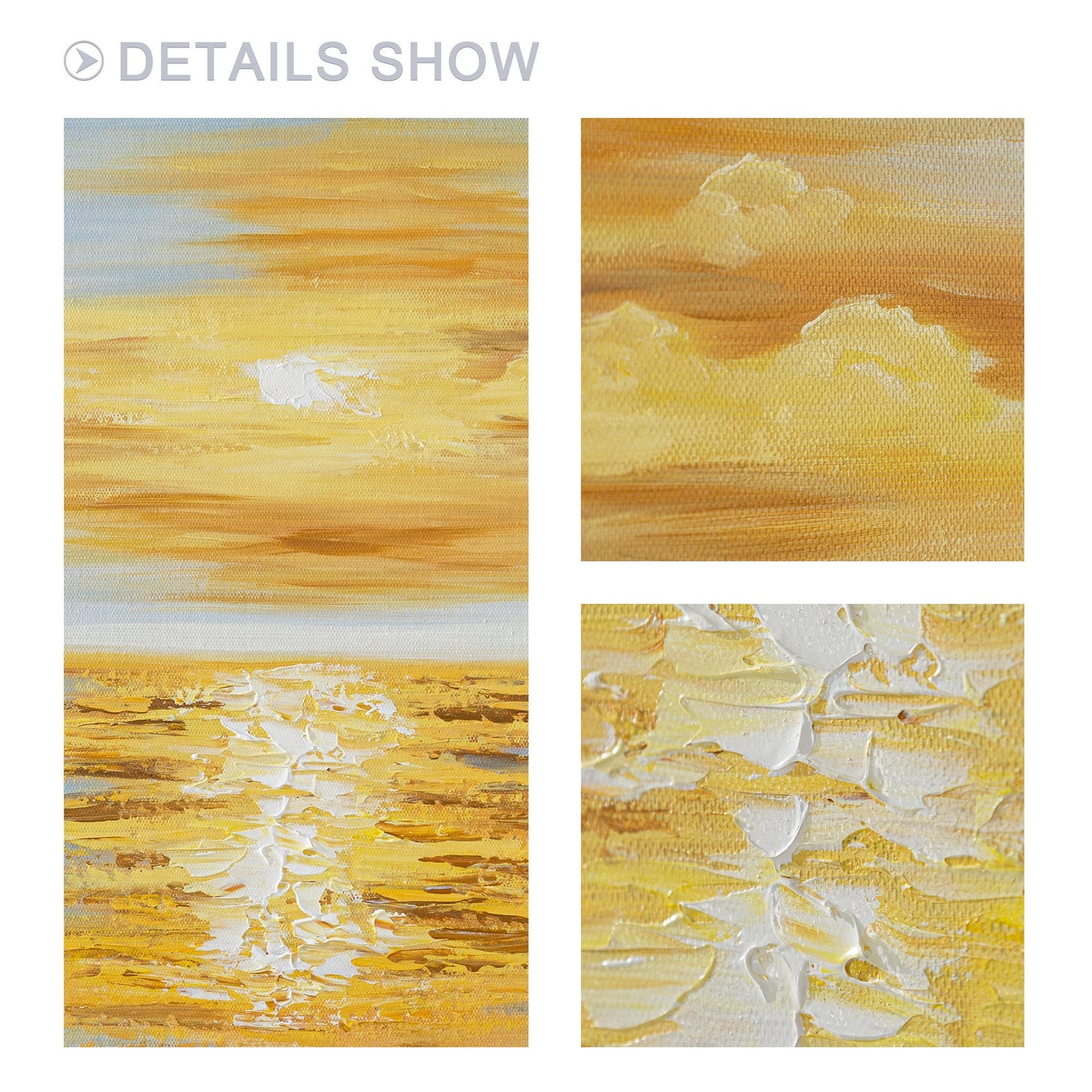 Golden Sunrise Wall Art, Original Seascape Long Horizontal Wall Art Framed, Text #3