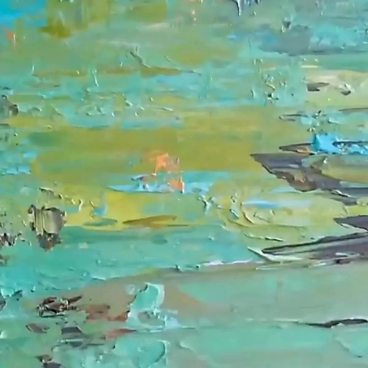 GOLDEN TIDE: Textured Abstract Painting in Teal and Gold | rolled canvas, ready for custom framing