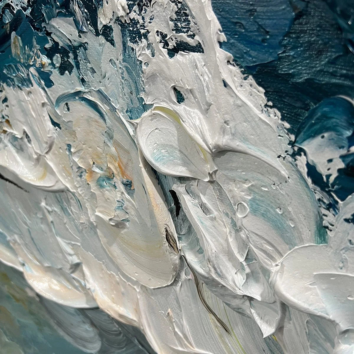 GOLDEN TIDE: Textured Impasto Ocean Wave Oil Painting | rectangular format, hand-painted canvas edge