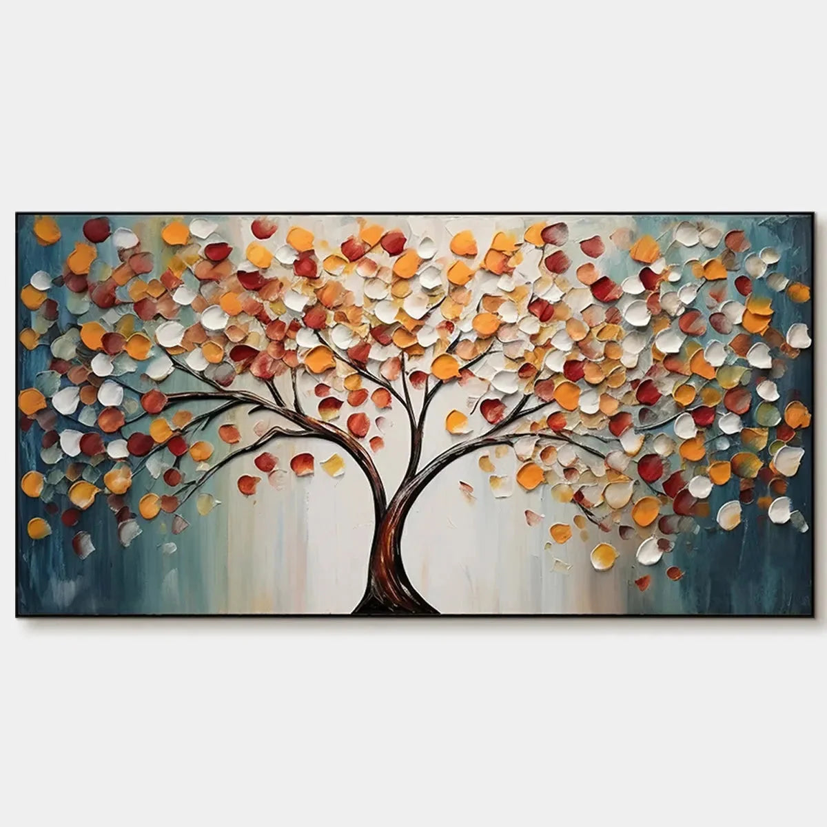 GOLDEN TREE OF LIFE: Panoramic Impasto Tree Painting, Textured Wall Art, Colorful, Living Room | hanging in living room, Figurative wall art