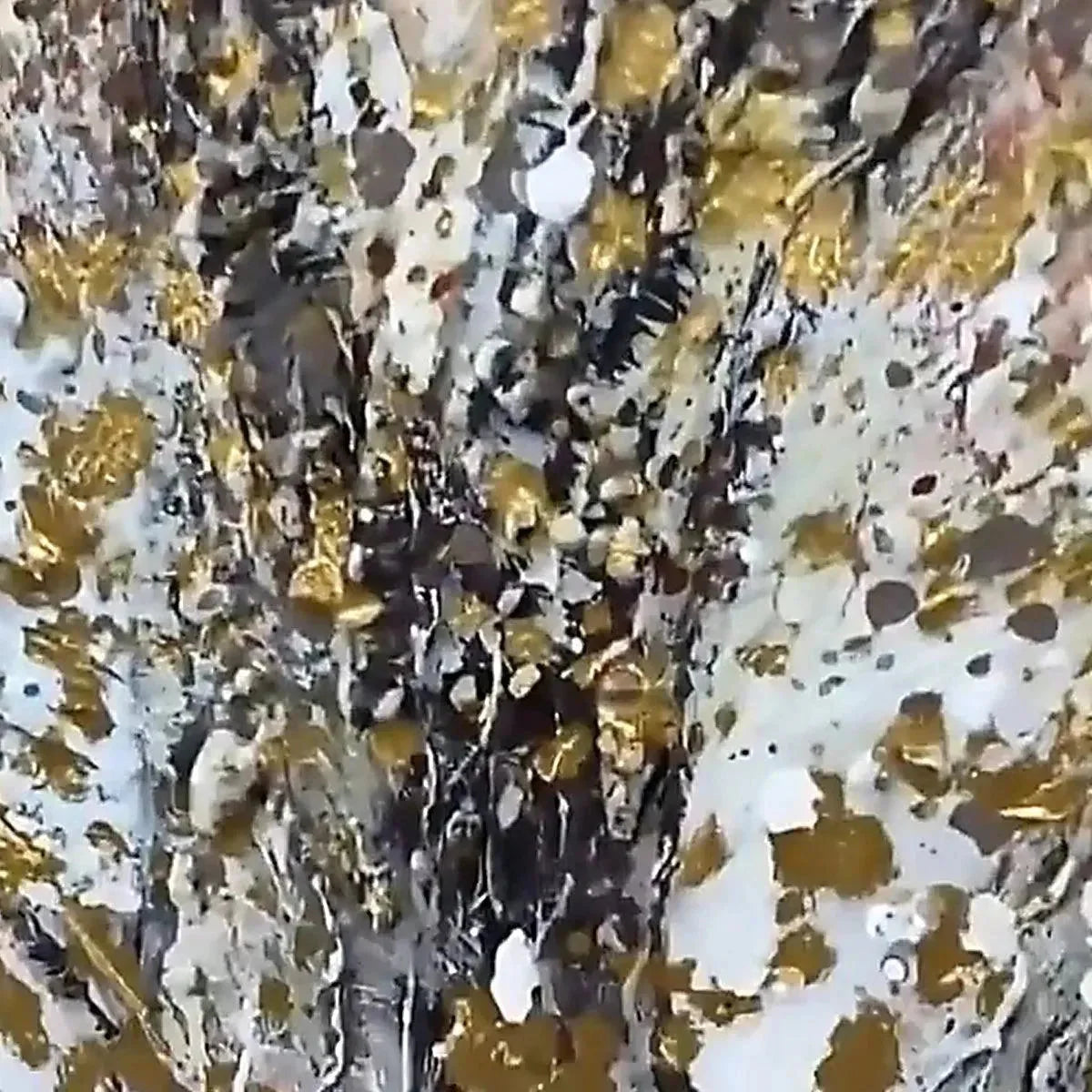 GOLDEN TREE: Textured Tree Painting in Gold and Grey | rectangular format, hand-painted canvas edge
