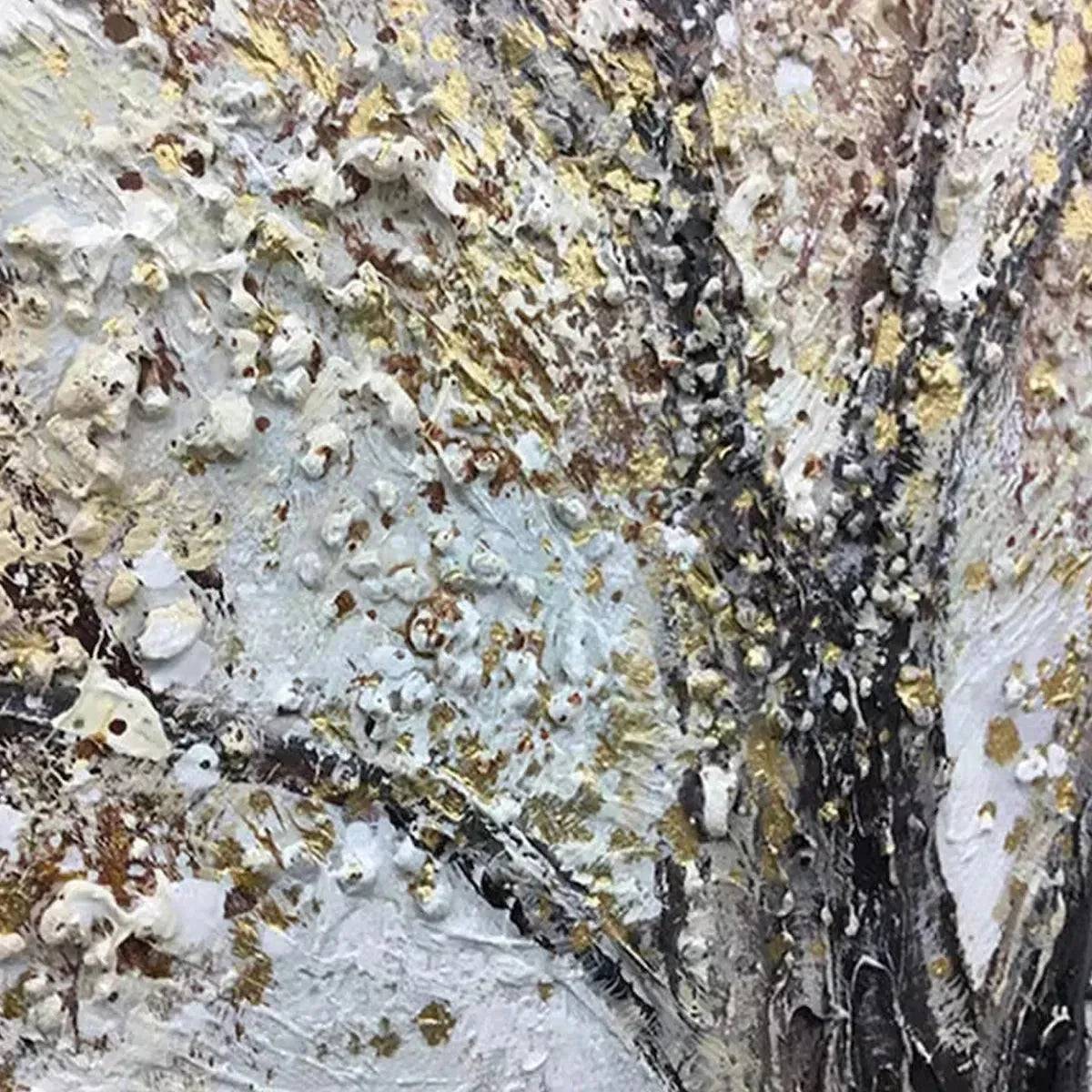 GOLDEN TREE: Textured Tree Painting in Gold and Grey | rolled canvas, ready for custom framing