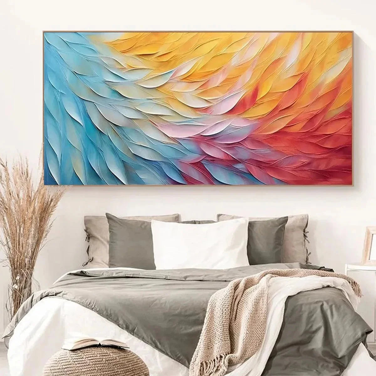 GOLDEN WAVES: Textured Abstract Painting, Horizontal Wall Art | Abstract closeup, raised brushwork detail