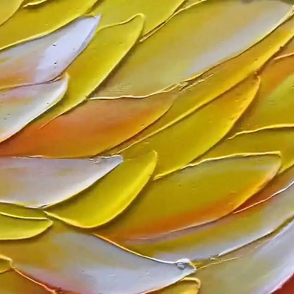 GOLDEN WAVES: Textured Abstract Painting, Horizontal Wall Art | black frame version on white wall