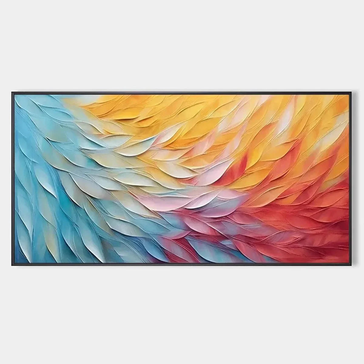 GOLDEN WAVES: Textured Abstract Painting, Horizontal Wall Art | hanging in living room, Abstract wall art