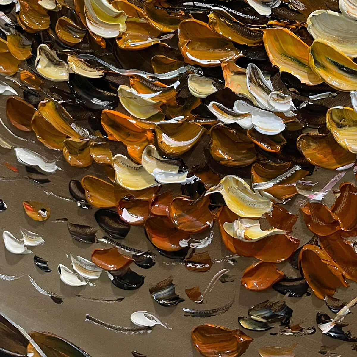 GOLDEN WHISPERS: Textured Golden Tree Impasto Oil Painting | rolled canvas, ready for custom framing
