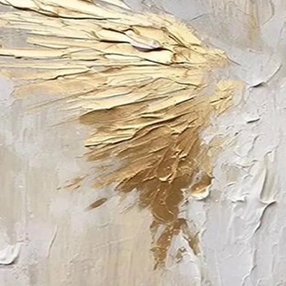 GOLDEN WINGS: Textured Abstract Painting, Gold and Beige Wall Art, Panoramic Canvas, Modern Decor | rolled canvas, ready for custom framing