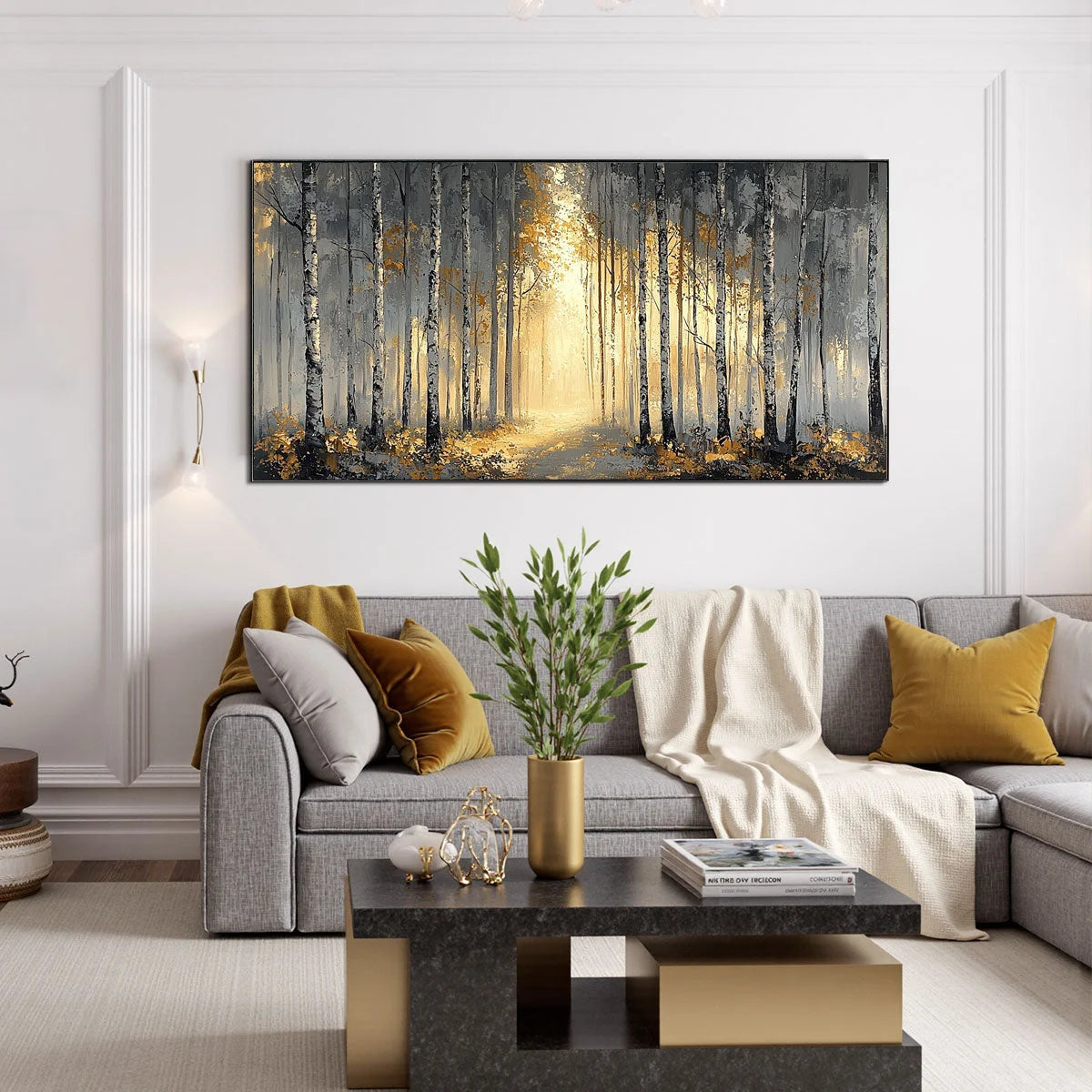 GOLDEN WOODS: Atmospheric Forest Landscape Oil Painting | Landscape closeup, raised brushwork detail