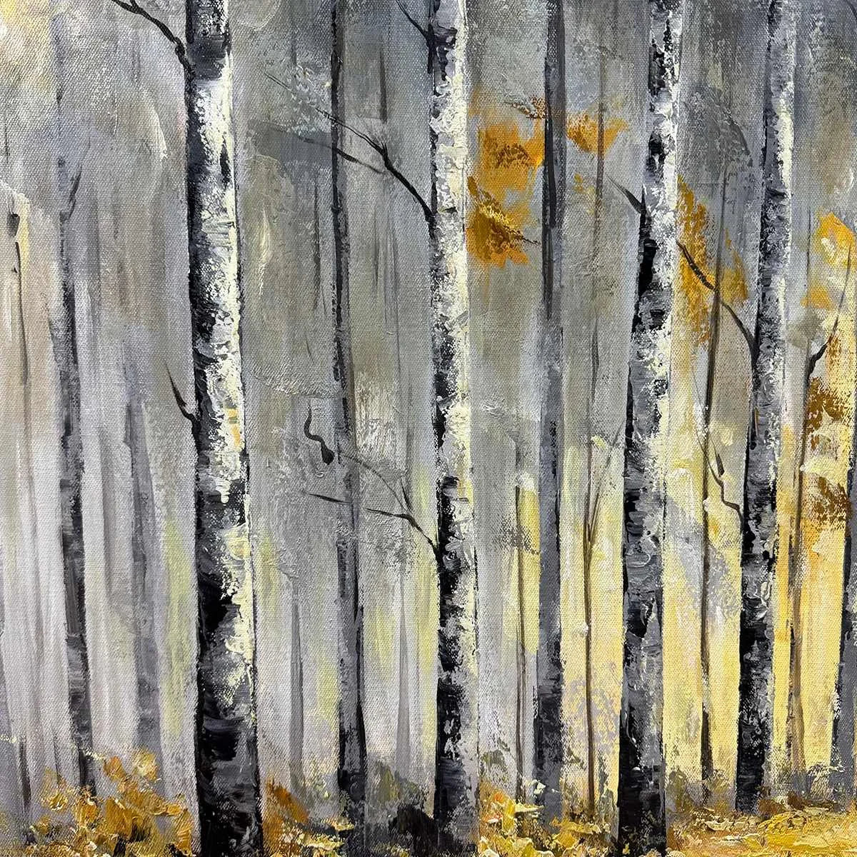 GOLDEN WOODS: Atmospheric Forest Landscape Oil Painting | rolled canvas, ready for custom framing