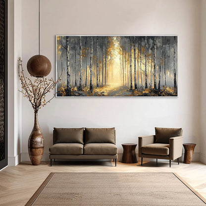 GOLDEN WOODS: Atmospheric Forest Landscape Oil Painting | Landscape mood, soft natural light studio shot