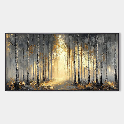 GOLDEN WOODS: Atmospheric Forest Landscape Oil Painting | hanging in living room, Landscape wall art