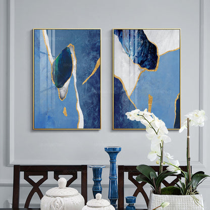 Gouden kunst 2 stuks muurkunst ingelijst schilderij set van 2 muurkunst hemelsbl #14