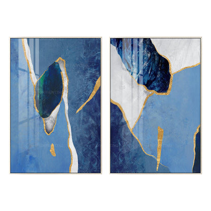 Gouden kunst 2 stuks muurkunst ingelijst schilderij set van 2 muurkunst hemelsbl #17