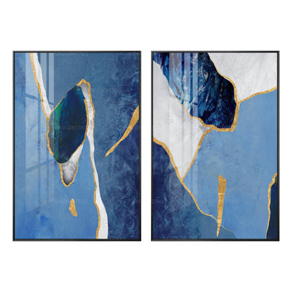 Gouden kunst 2 stuks muurkunst ingelijst schilderij set van 2 muurkunst hemelsbl #18