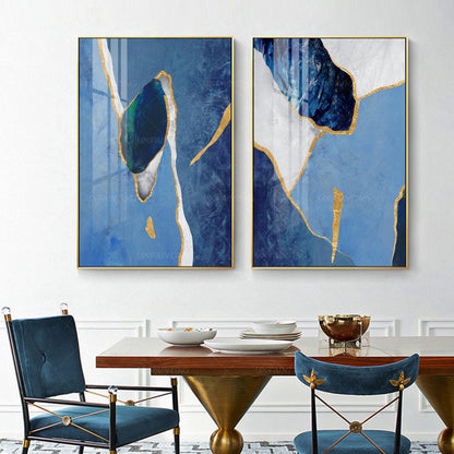 Gouden kunst 2 stuks muurkunst ingelijst schilderij set van 2 muurkunst hemelsbl #3