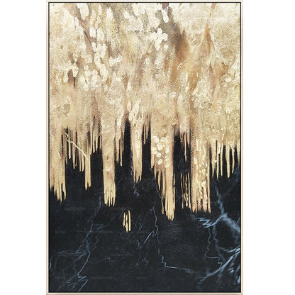 Goudkunst originele kunst waterval bladgoud ingelijste muurkunst abstracte acryl #6