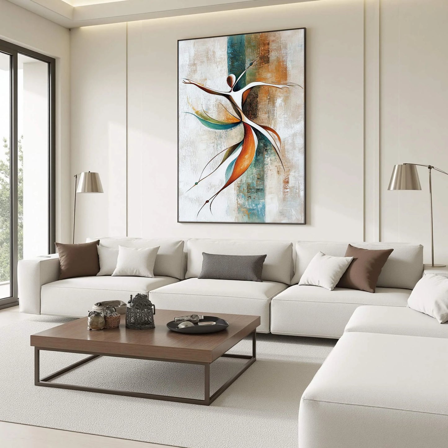 GRACE IN MOTION: Expressive Abstract Figure Oil Painting | rectangular format, hand-painted canvas edge