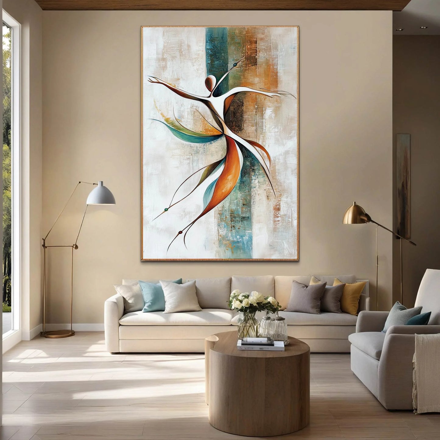 GRACE IN MOTION: Expressive Abstract Figure Oil Painting | rolled canvas, ready for custom framing