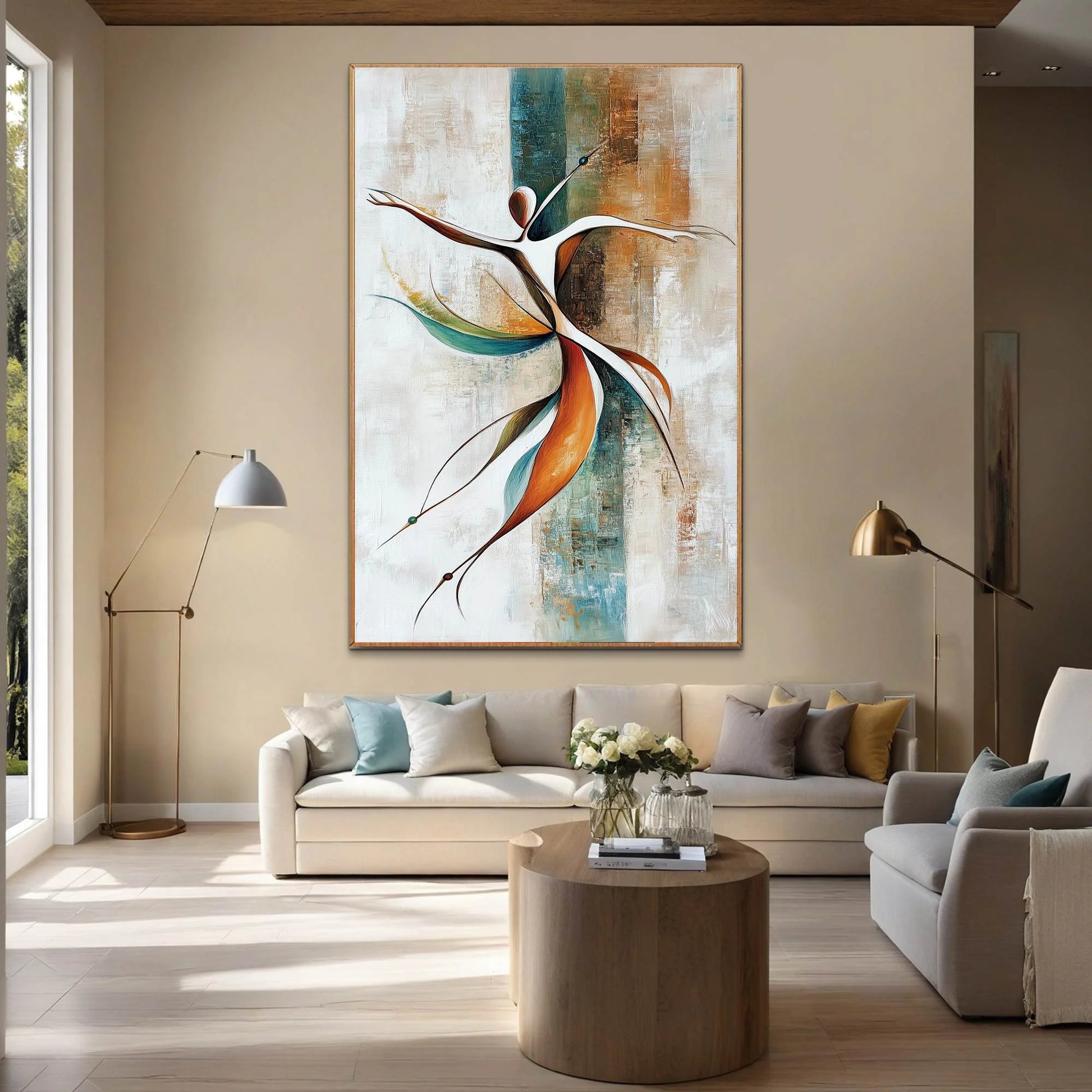 GRACE IN MOTION: Expressive Abstract Figure Oil Painting | rolled canvas, ready for custom framing