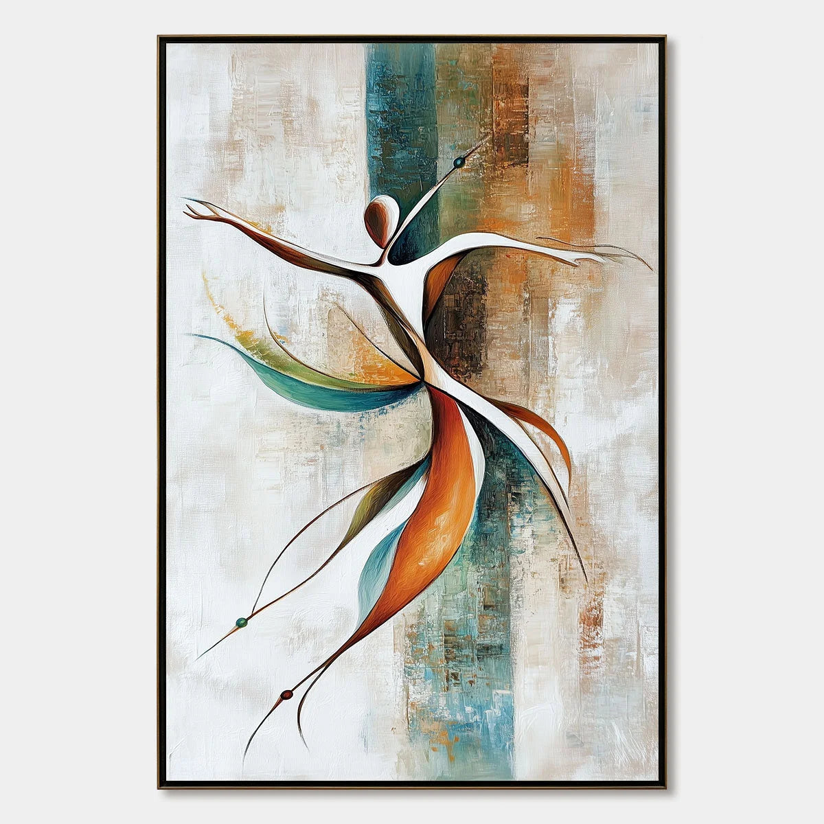 GRACE IN MOTION: Expressive Abstract Figure Oil Painting | hanging in living room, Abstract wall art