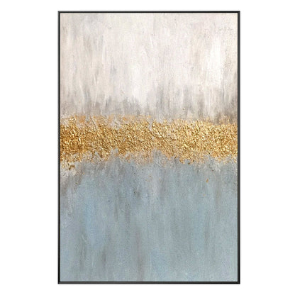 Gray Blue Gold Abstract Painting: Textured Nordic Wall Art #11