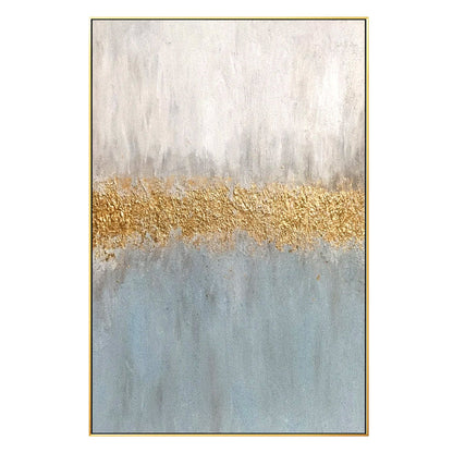 Gray Blue Gold Abstract Painting: Textured Nordic Wall Art #9