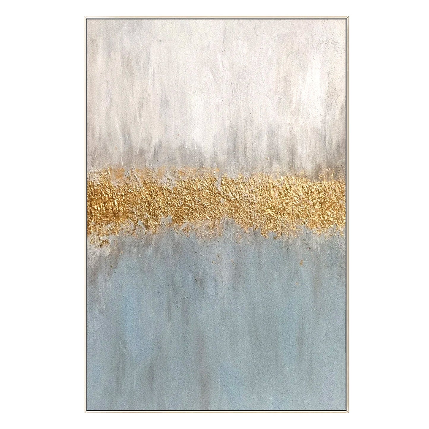 Gray Blue Gold Abstract Painting: Textured Nordic Wall Art #10