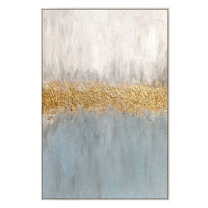 Gray Blue Gold Abstract Painting: Textured Nordic Wall Art #10