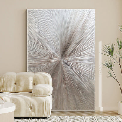 Gray Brown Rays Heavy Textured Original Painting, Livingroom Room Wall Art Decor #3