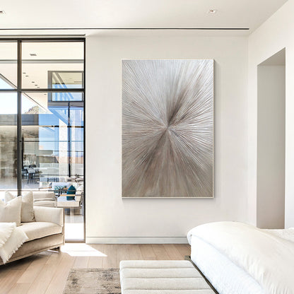 Gray Brown Rays Heavy Textured Original Painting, Livingroom Room Wall Art Decor #4