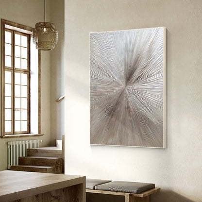 Gray Brown Rays Heavy Textured Original Painting, Livingroom Room Wall Art Decor #1