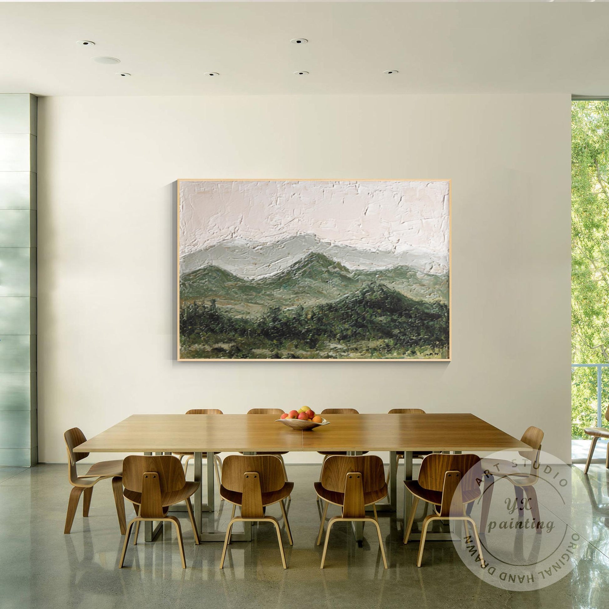 Great Smoky Mountains Landscape Textured Painting, Original Green Painting on Ca #5