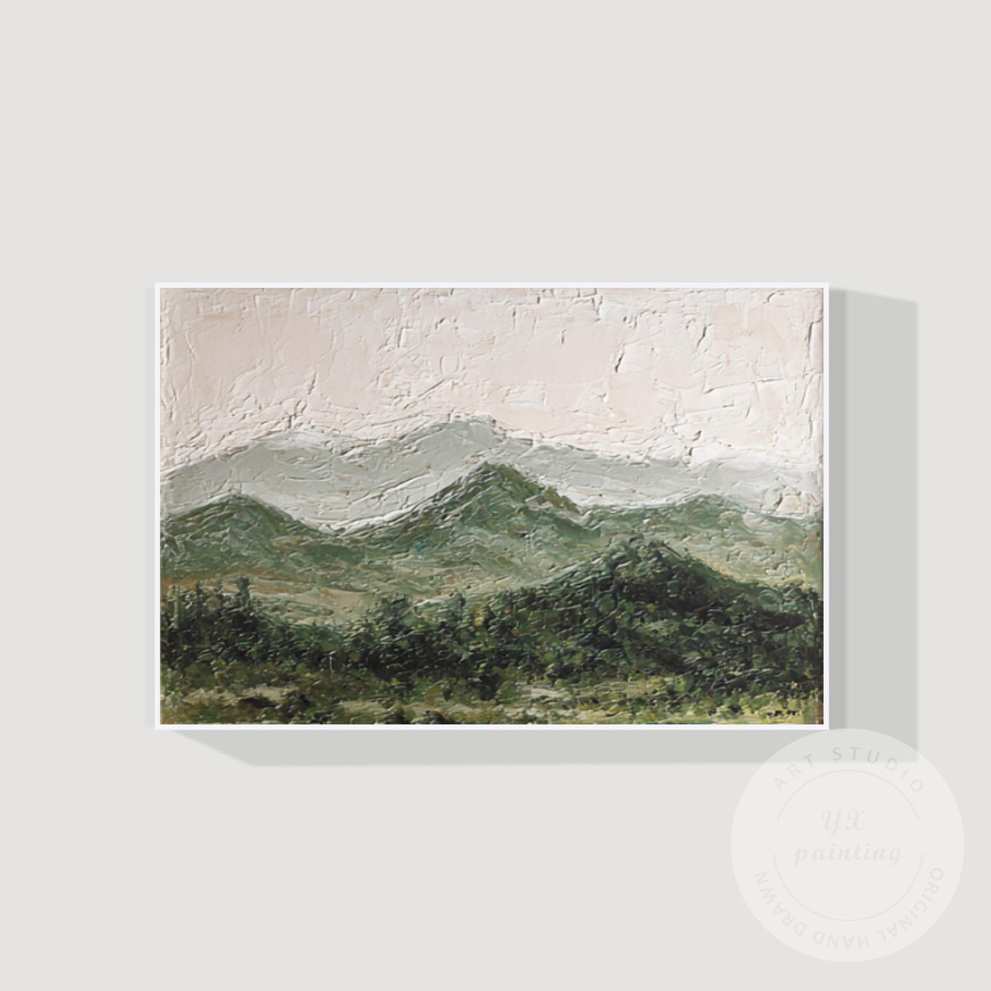 Great Smoky Mountains Landscape Textured Painting, Original Green Painting on Ca #6